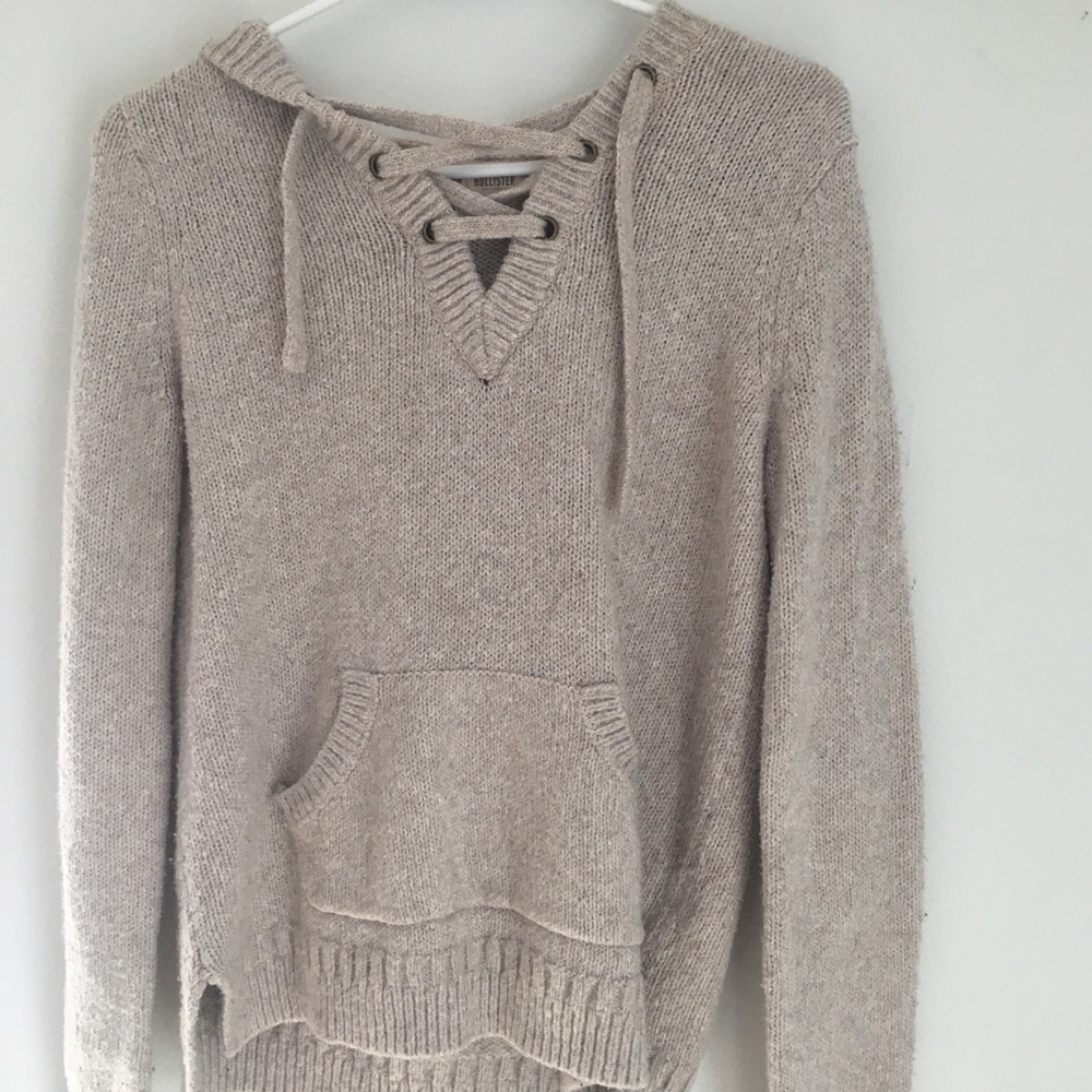 Hollister Lace Up Hooded Sweater
